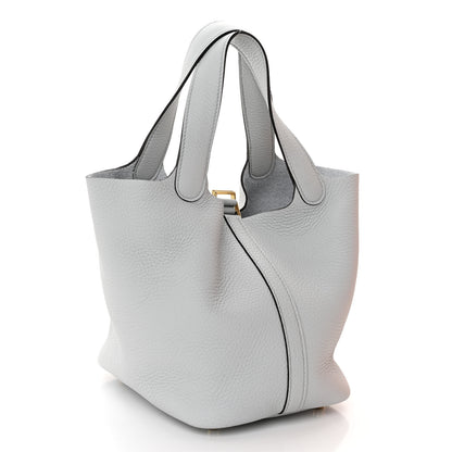 Hermes Taurillon Clemence Picotin Lock 18 PM Bleu Pale 3 of 11
