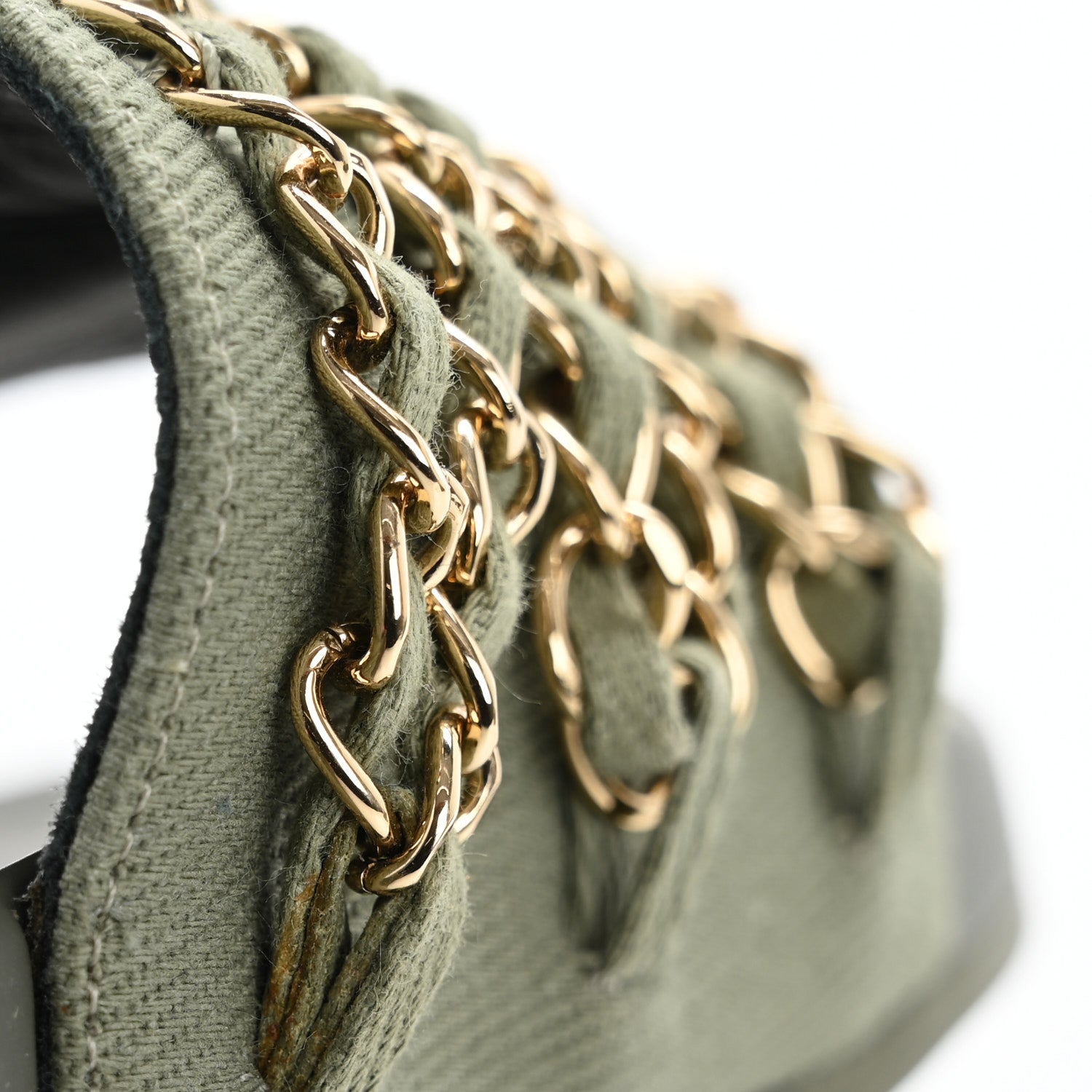 Chanel Canvas Chain Flat Sandals 40 Khaki 10 of 14