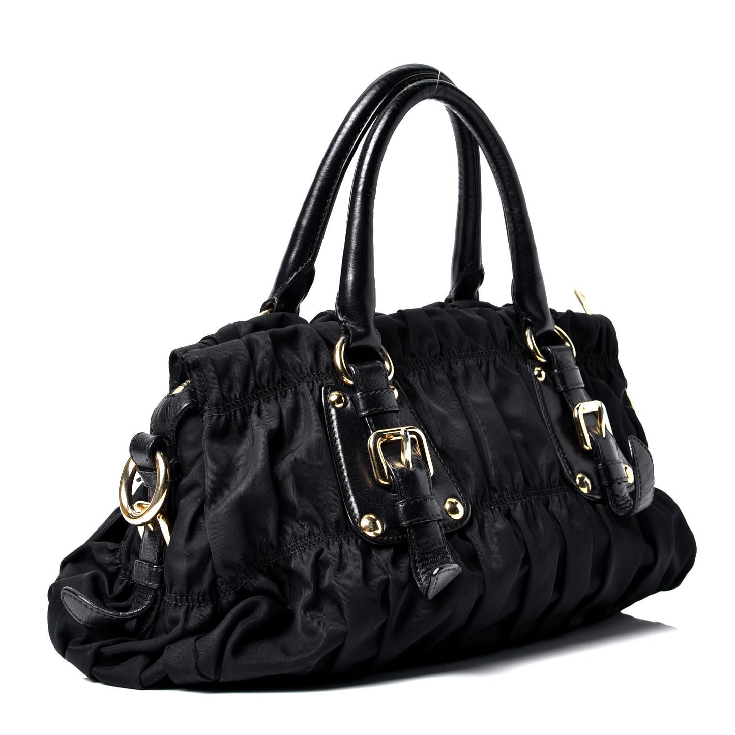 Tessuto Nylon Gaufre Shopping Satchel Black