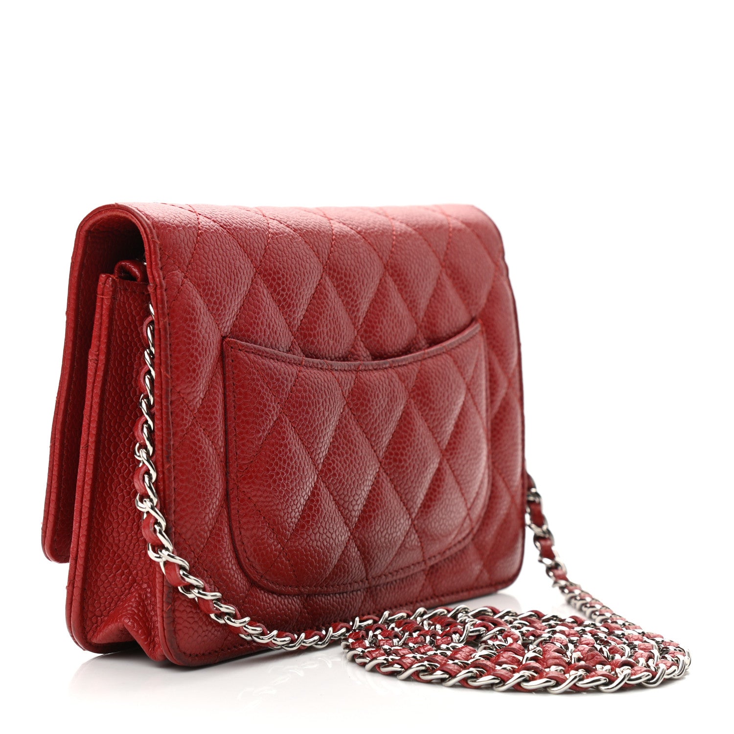 Chanel Caviar Quilted Wallet On Chain WOC Red 3 of 11