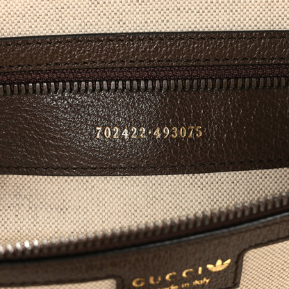 Gucci X ADIDAS Canvas Textured Dollar Calfskin Web GG Monogram Trefoil Large Bowling Bag Beige Brown Multicolor 6 of 10