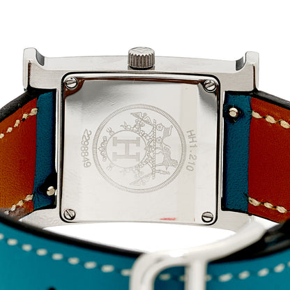 Hermes Stainless Steel Swift Diamond Mother of Pearl 21mm Heure H Hour Quartz Watch Blue Jean 4 of 4