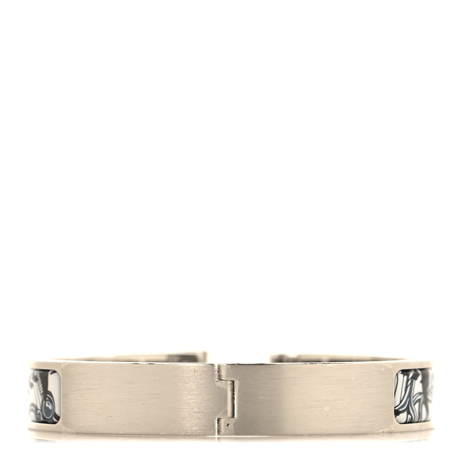 Hermes Enamel Narrow Print Imprime Panoplie Grand Classique Clic Clac HH Bracelet GM White 3 of 4
