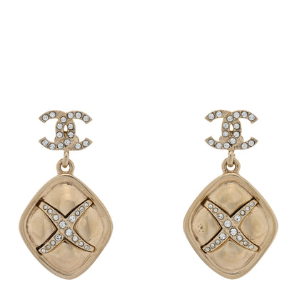 Chanel Crystal CC Drop Earrings Gold 1 of 4