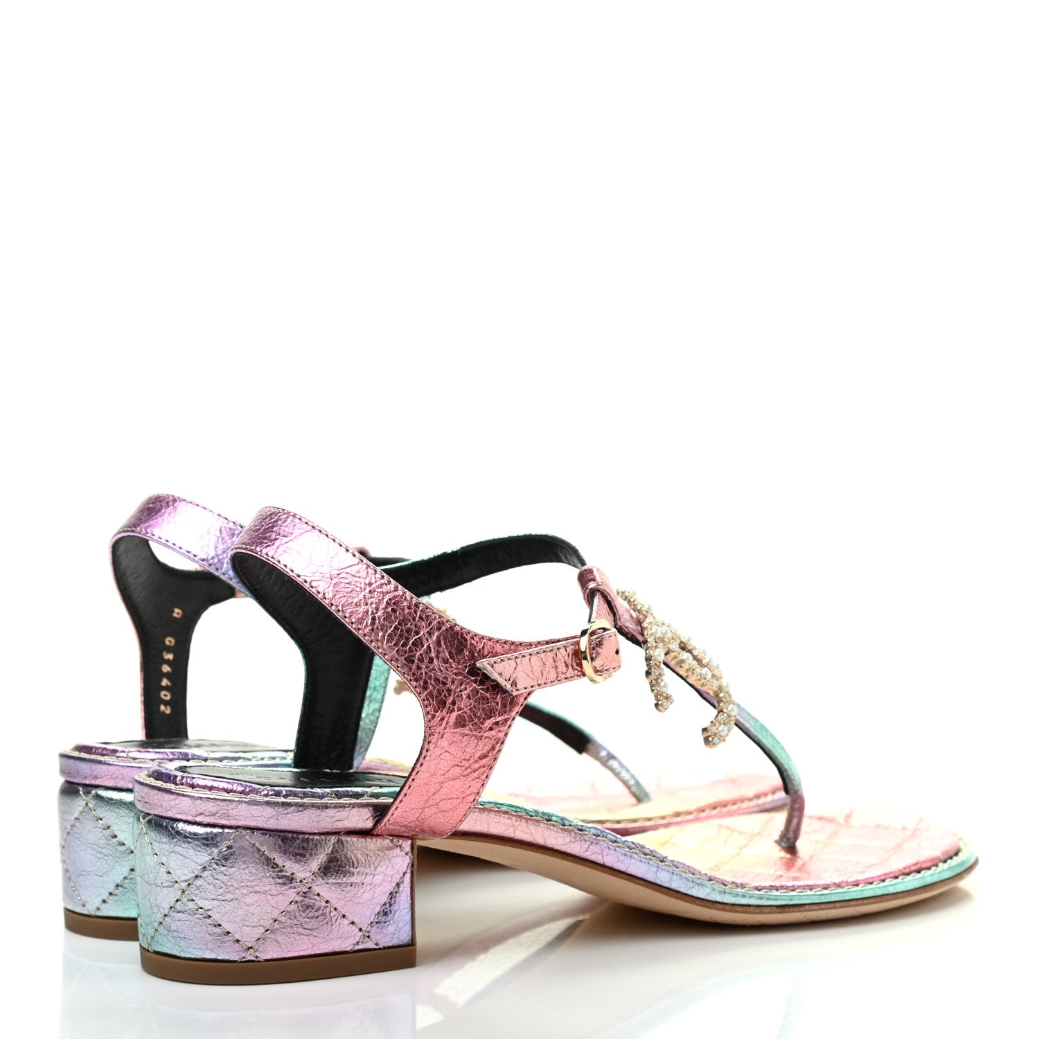 Chanel Goatskin Fantasy CC Pearl Thong Sandals 38.5 Multicolor 4 of 8