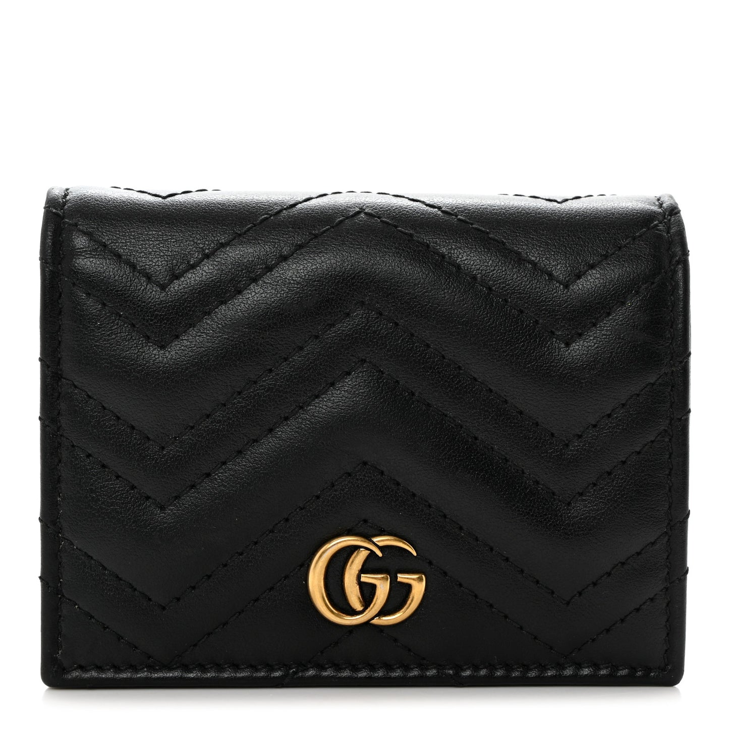 Calfskin Matelasse GG Marmont Card Case Wallet Black