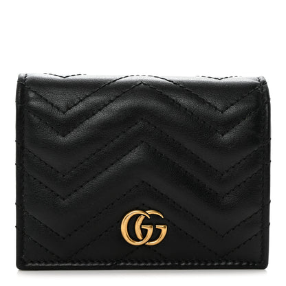 Gucci Calfskin Matelasse GG Marmont Card Case Wallet Black 1 of 8