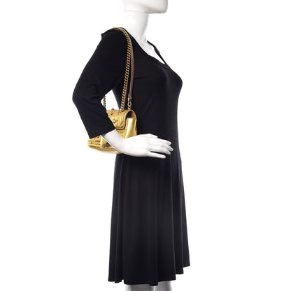 Gucci Metallic Calfskin Matelasse Studded Mini Pearly GG Marmont Shoulder Bag Gold 2 of 15
