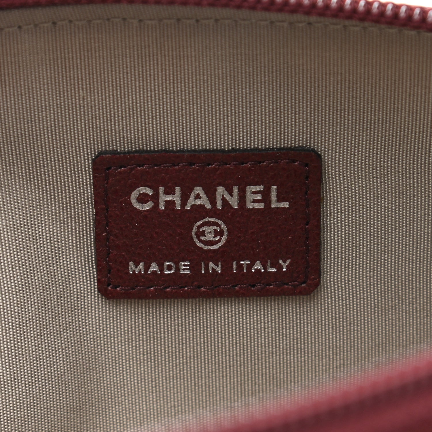 Chanel Goatskin Camellia Embossed Cosmetic Case Burgundy 6 of 8