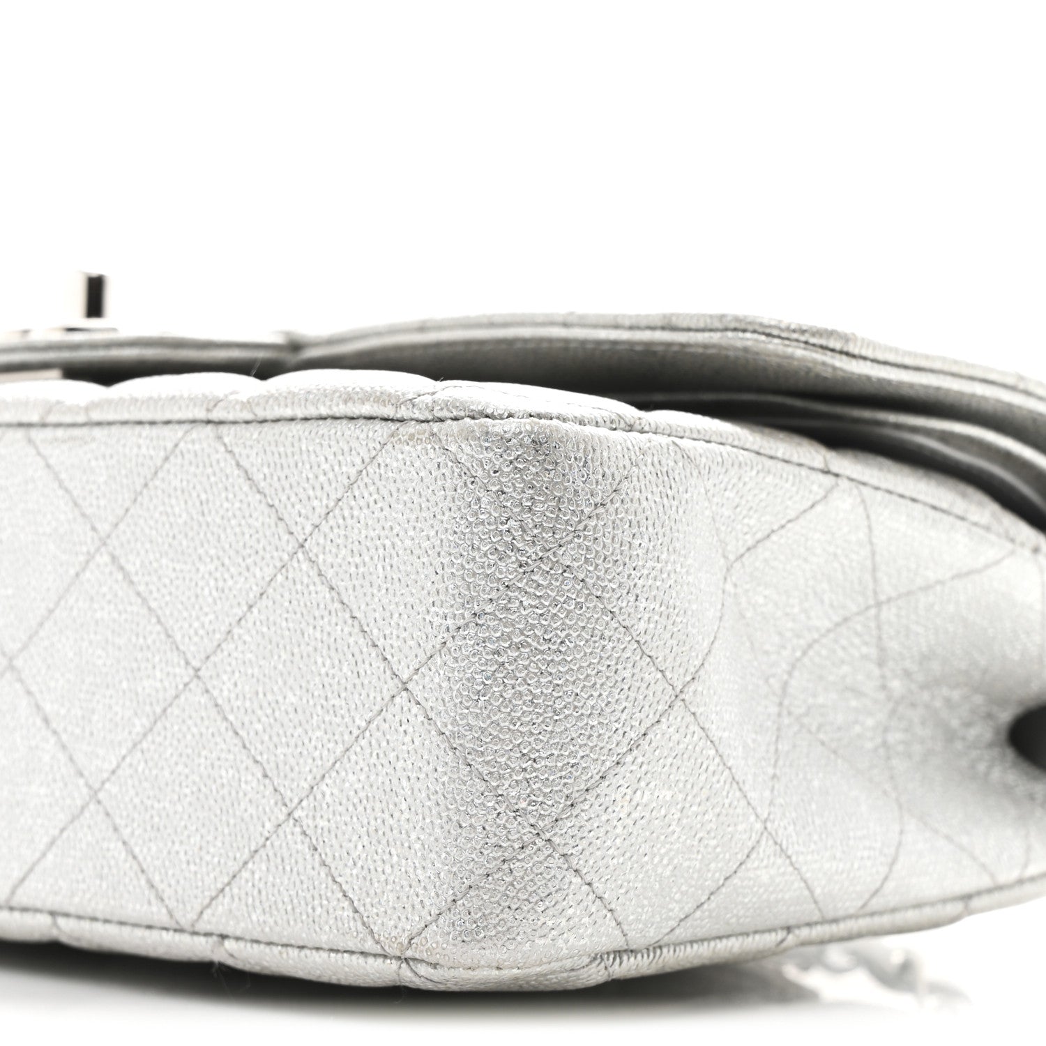 Chanel Glittered Metallic Caviar Quilted Medium Double Flap Silver 10 of 10