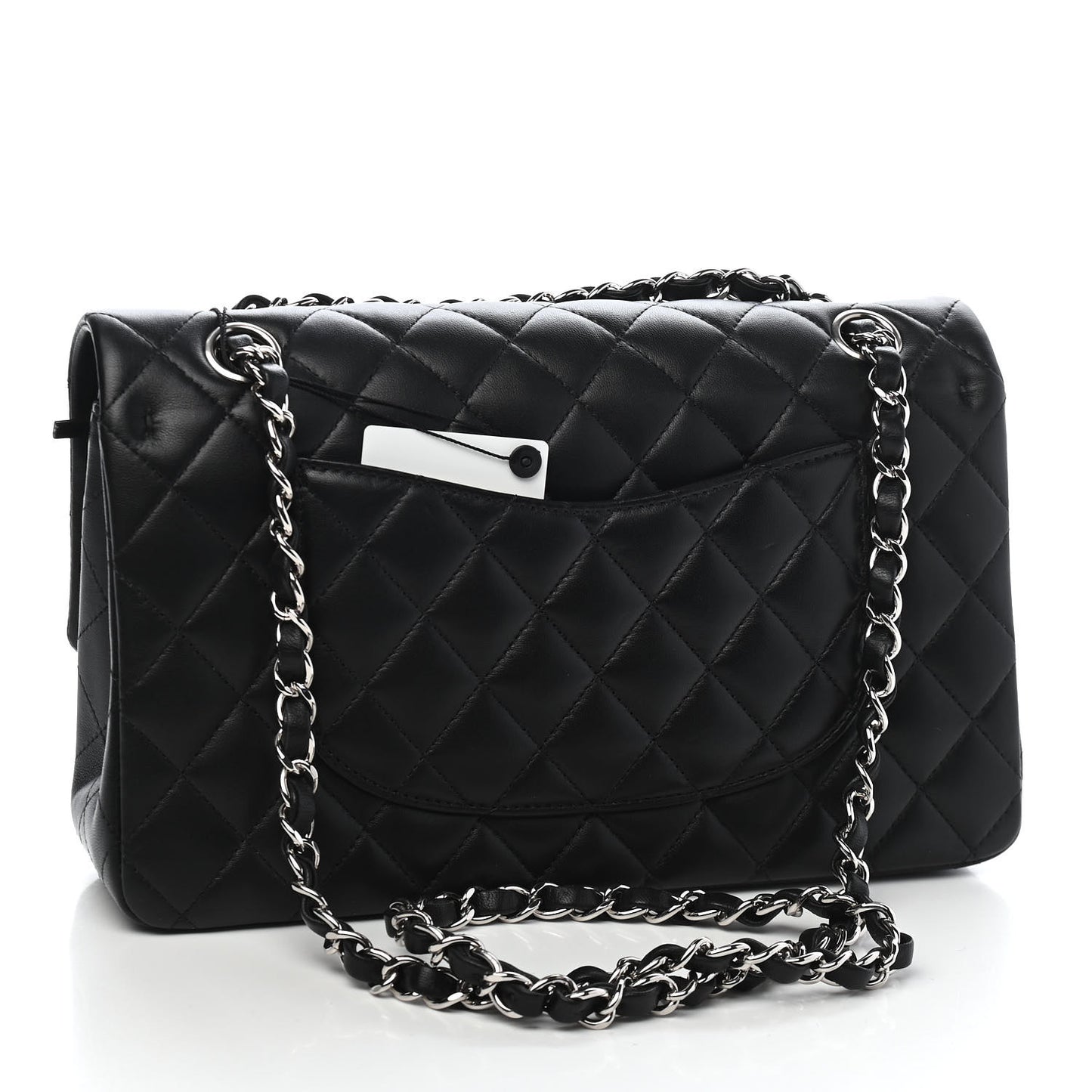 Lambskin Quilted Medium Double Flap Black