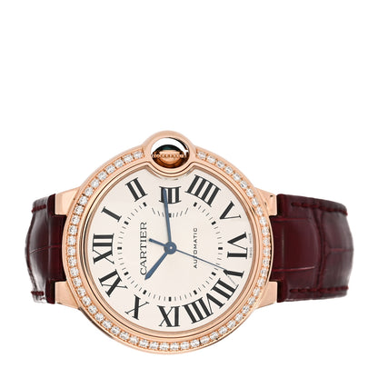 Cartier 18K Pink Gold Alligator Diamond Bezel 36mm Ballon Bleu De Cartier Automatic Watch 2 of 4