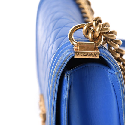 Chanel Lambskin Quilted Medium Boy Flap Blue 26 of 31