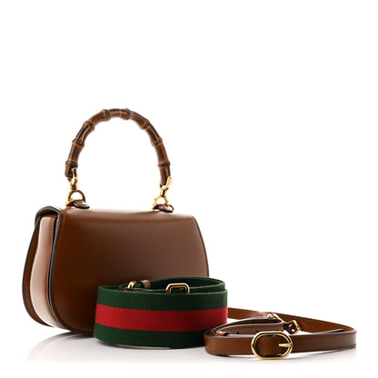 Gucci Boarded Dyana Lux Calfskin Web Small Bamboo 1947 Top Handle Bag Brown 3 of 10