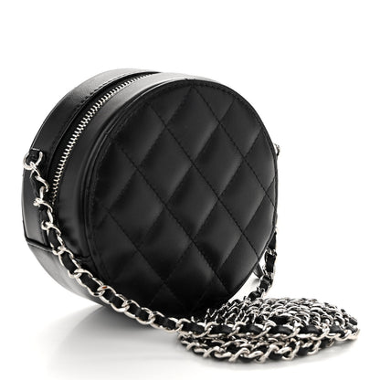 Chanel Lambskin Quilted Round Clutch With Chain Black 3 of 10
