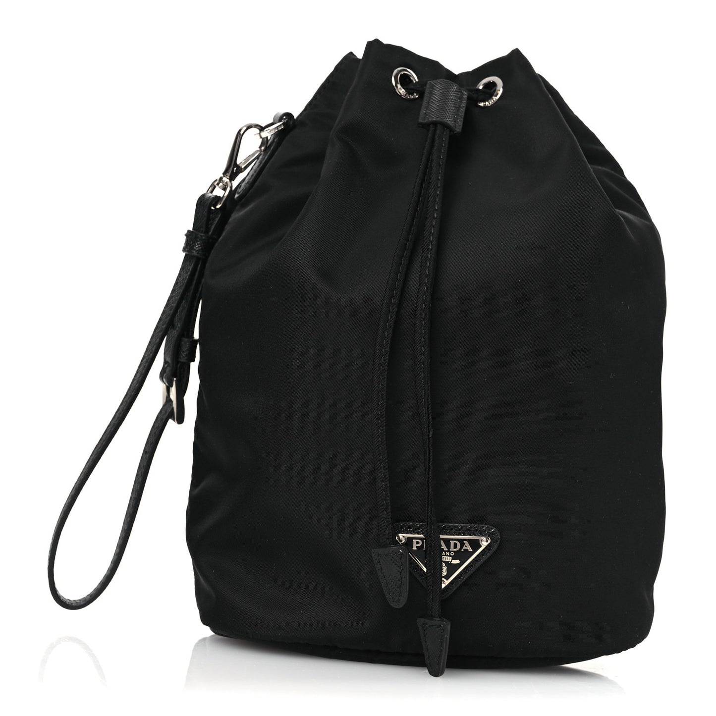 Re-Nylon Vela Drawstring Wristlet Pouch Black