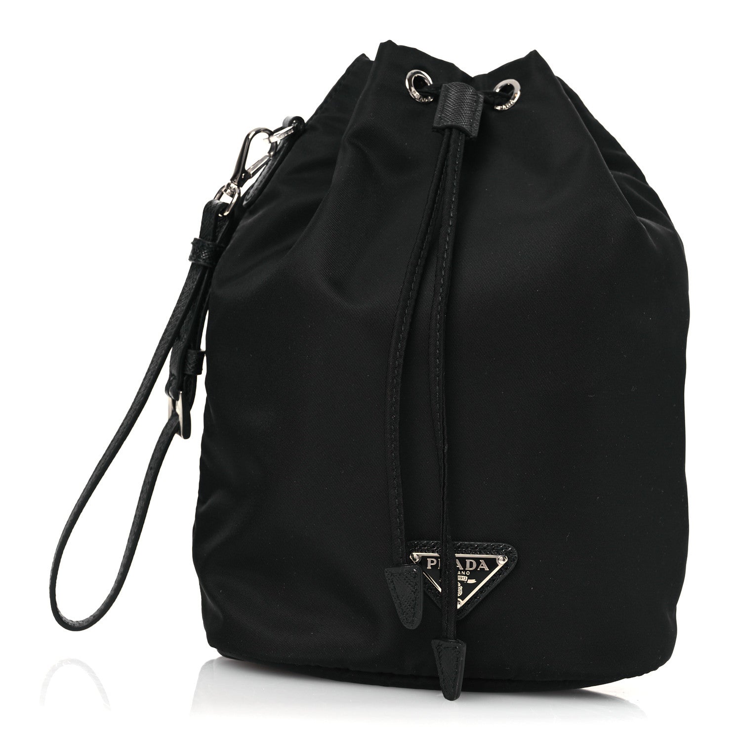 Prada Re-Nylon Vela Drawstring Wristlet Pouch Black 1 of 11