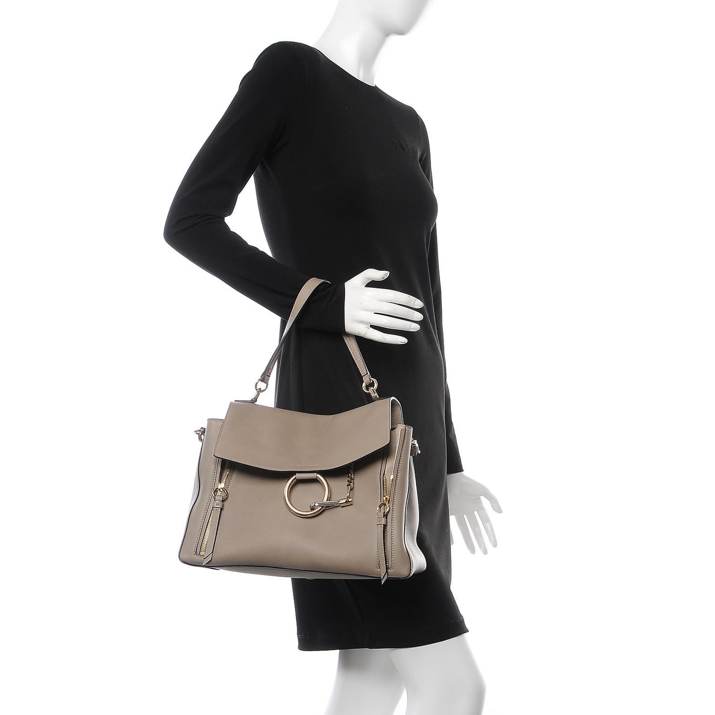 Calfskin Medium Faye Day Shoulder Bag Motty Grey