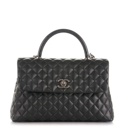 Chanel Caviar Lizard Quilted Medium Coco Handle Flap Black 1 of 9