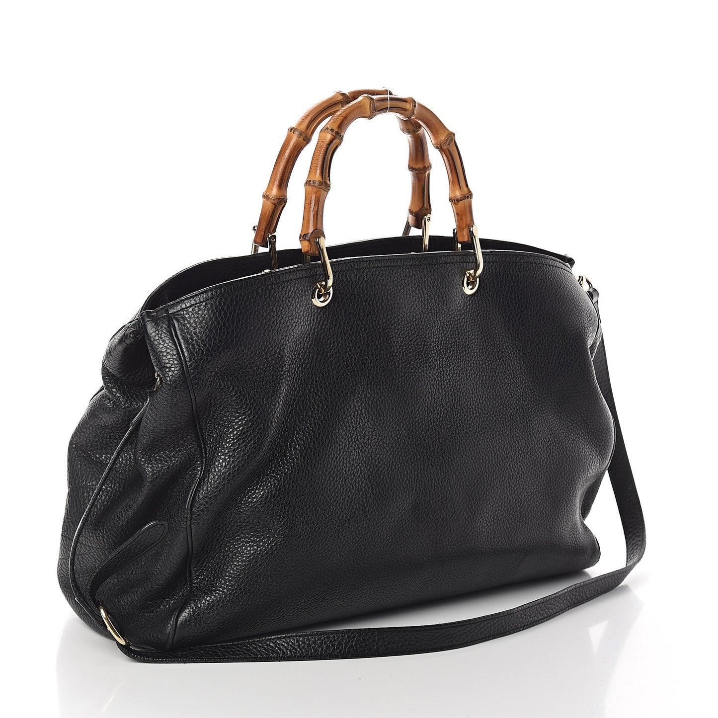 Calfskin Large Bamboo Shopper Tote Black
