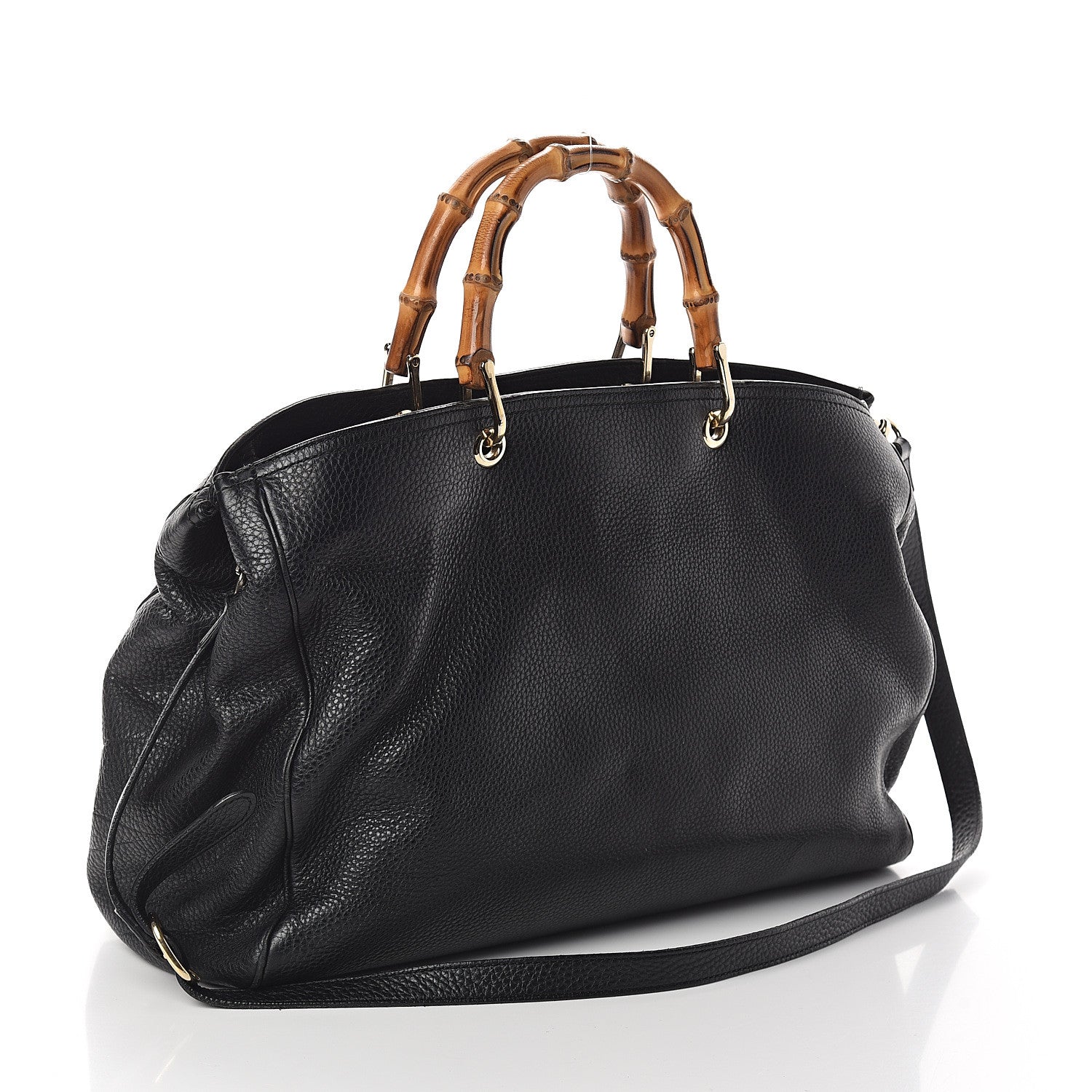 Gucci Calfskin Large Bamboo Shopper Tote Black 2 of 9