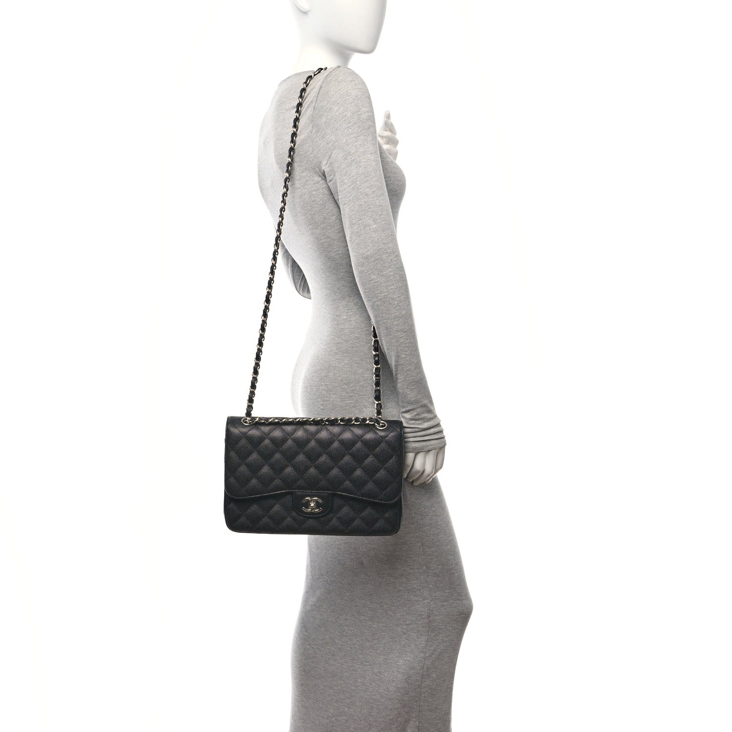 Chanel Caviar Quilted Jumbo Double Flap Black 2 of 12