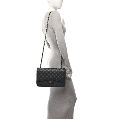 Chanel Caviar Quilted Jumbo Double Flap Black 2 of 12