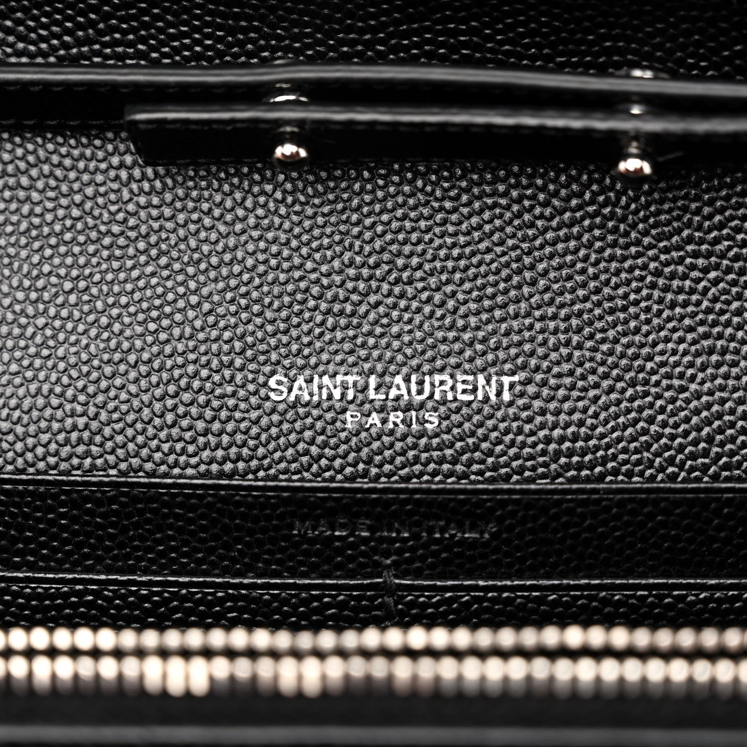 Saint Laurent Grain De Poudre Matelasse Chevron Monogram Chain Wallet Black 6 of 9