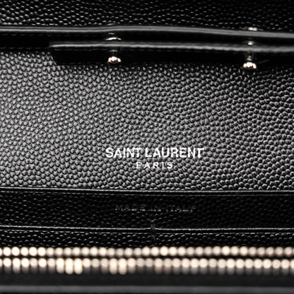 Saint Laurent Grain De Poudre Matelasse Chevron Monogram Chain Wallet Black 6 of 9