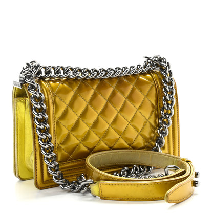 Chanel Metallic Patent Calfskin Quilted Small Boy Flap Yellow 2 of 13