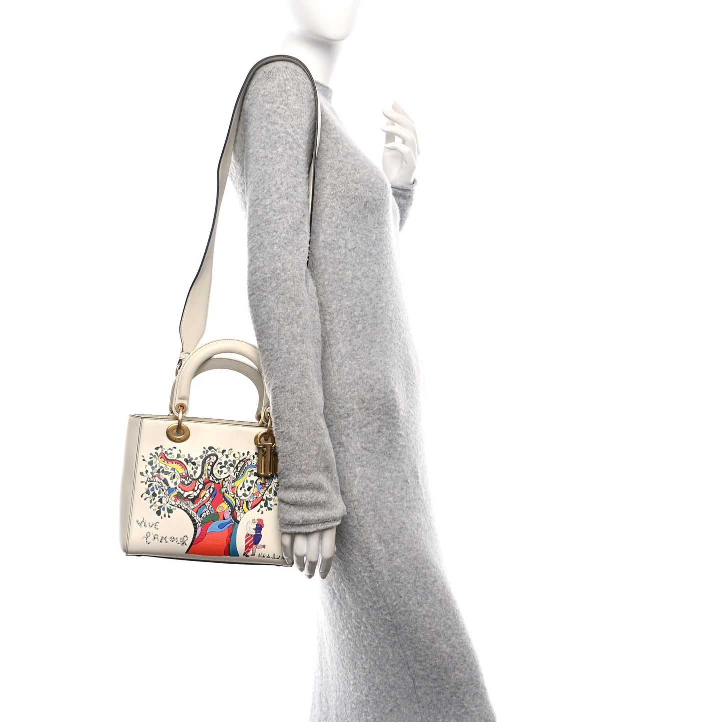 Calfskin Niki De Saint Phalle Medium Supple Lady Dior Off White