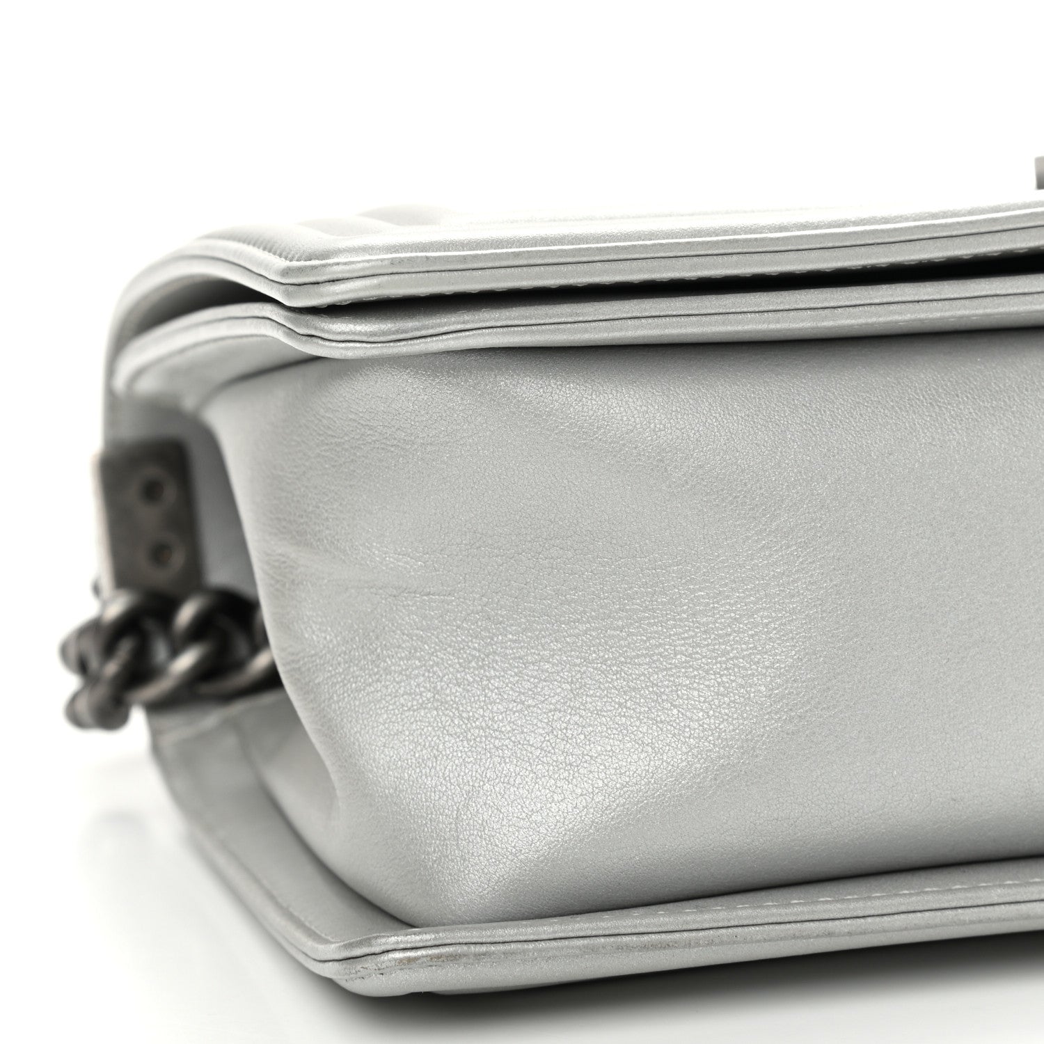 Chanel Metallic Calfskin Quilted Medium Boy Flap Silver 9 of 11