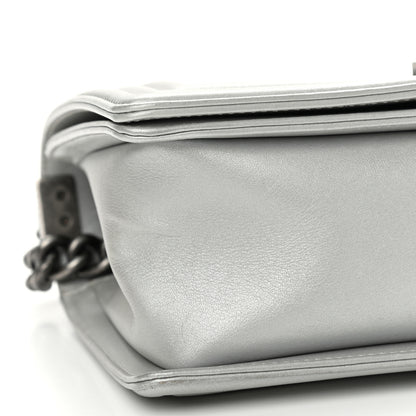 Chanel Metallic Calfskin Quilted Medium Boy Flap Silver 9 of 11