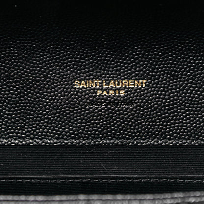 Saint Laurent Grain De Poudre Textured Mixed Matelasse Triquilt Monogram Clutch Black 6 of 7