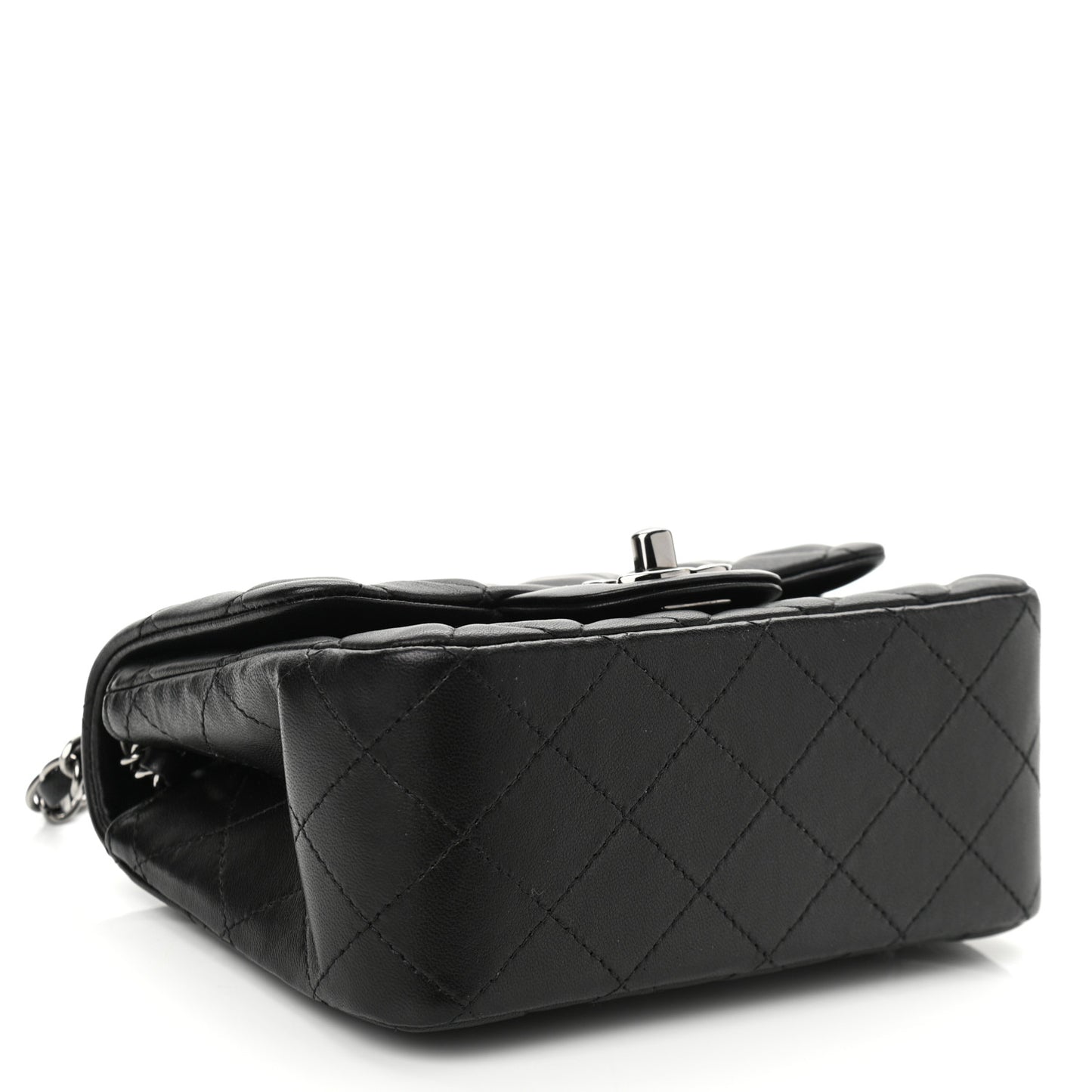 Lambskin Quilted Mini Square Flap Black