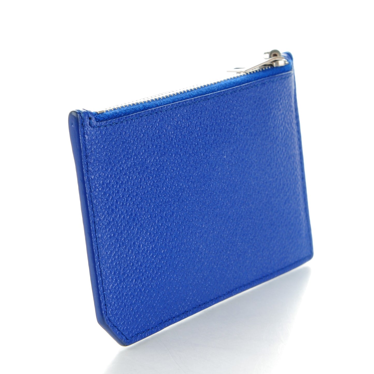 Grained Calfskin 5 Fragments Zip Pouch Card Holder Ultramarine