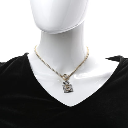 Chanel Crystal CC Perfume Bottle Necklace Gold 2 of 5