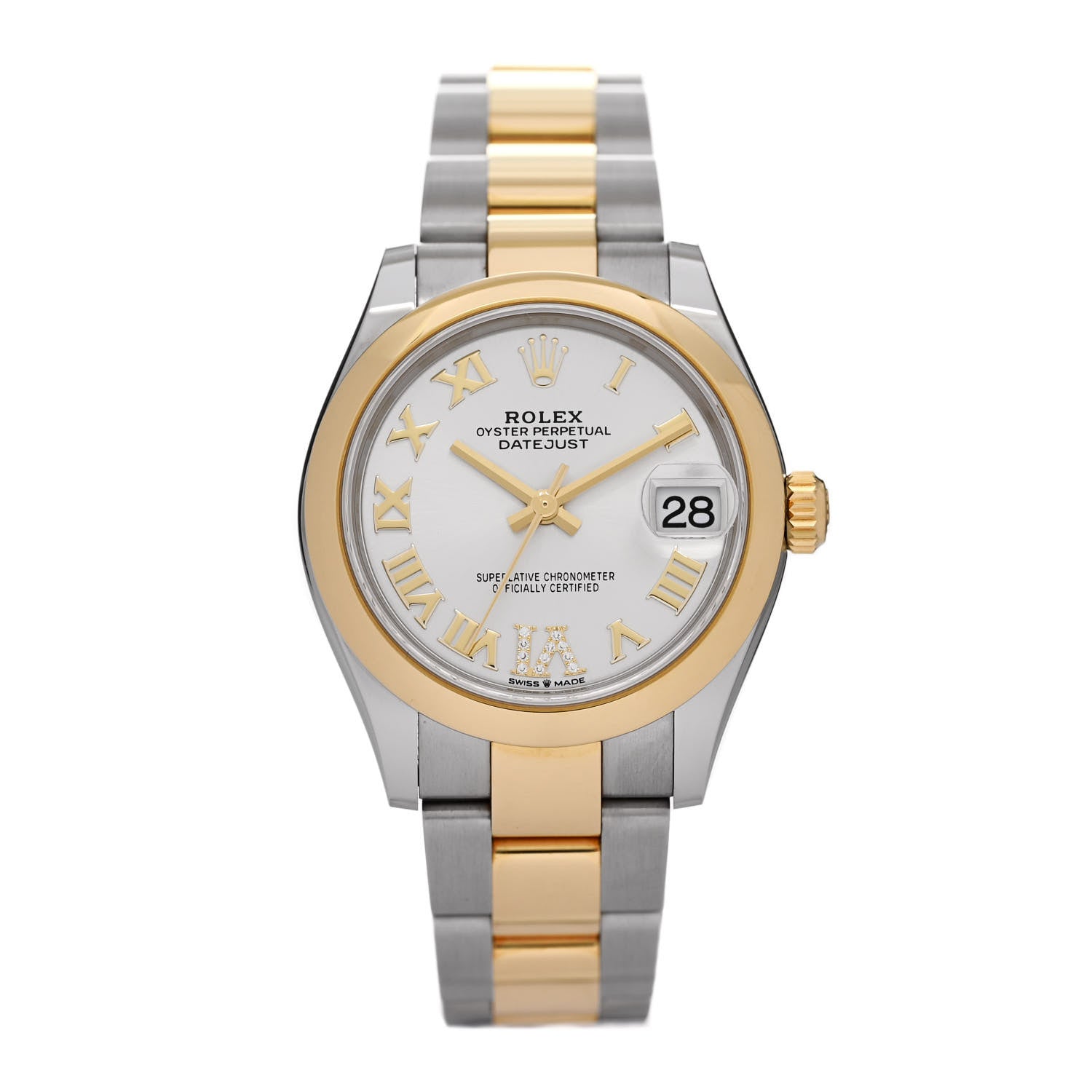 Rolex Stainless Steel 18K Yellow Gold Diamond 31mm Oyster Perpetual Datejust Watch Silver Roman 278243 1 of 5