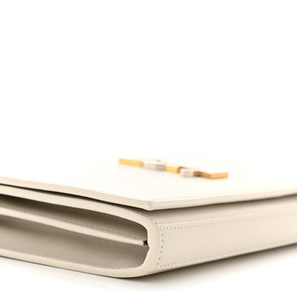 Saint Laurent Smooth Calfskin Tri-Metal Cassandre Wallet On Chain WOC Crema Soft 9 of 10