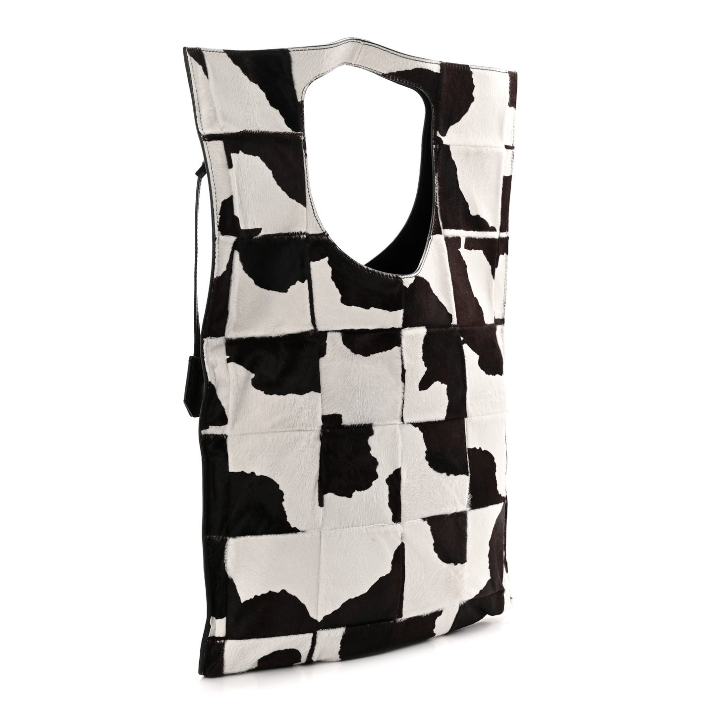 Calf Hair Large Alix Padlock Zip Shoulder Bag Brown White