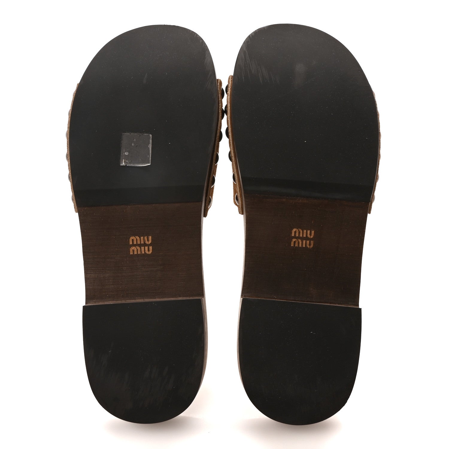 Miu Miu Suede Logo Slide Clogs 38 Cannella 6 of 9