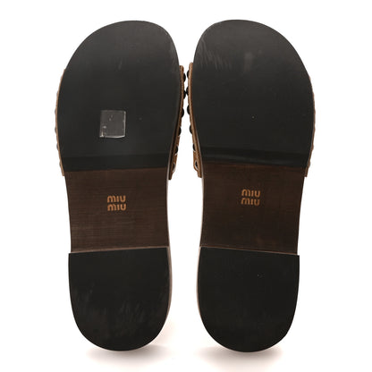 Miu Miu Suede Logo Slide Clogs 38 Cannella 6 of 9