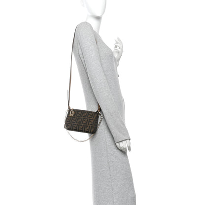 Fendi Fabric Jacquard Vitello Grace FF 1974 Baguette Pouch Tobacco Moro Sand 2 of 10