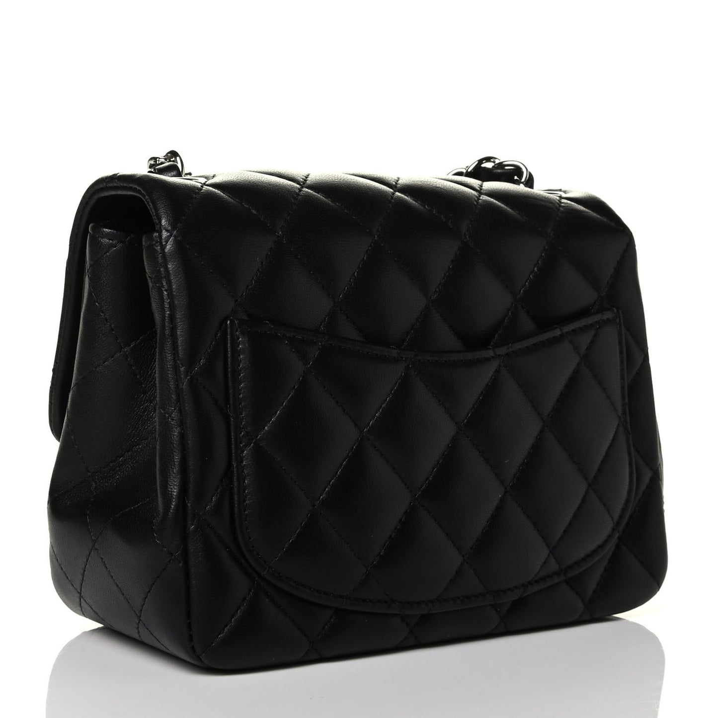 Lambskin Quilted Mini Square Flap Black