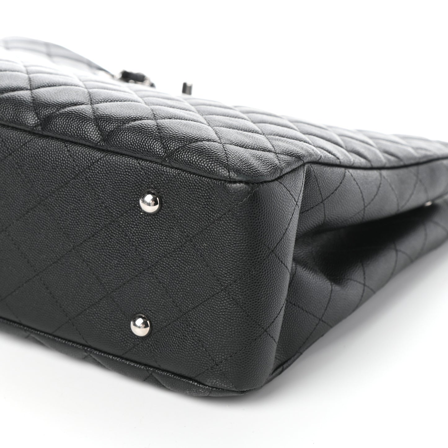 Caviar Quilted Large Classic Shopping Tote Black