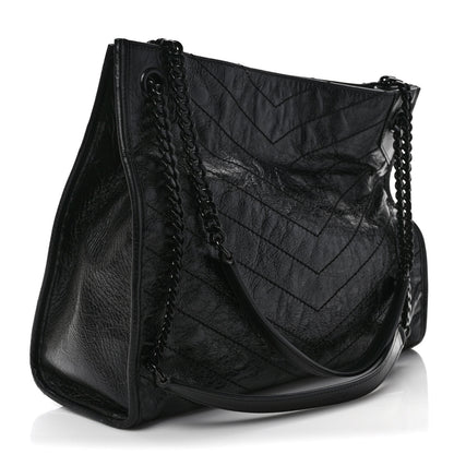 Saint Laurent Crinkled Calfskin Matelasse Monogram Medium Niki Shopper Tote Black 3 of 11