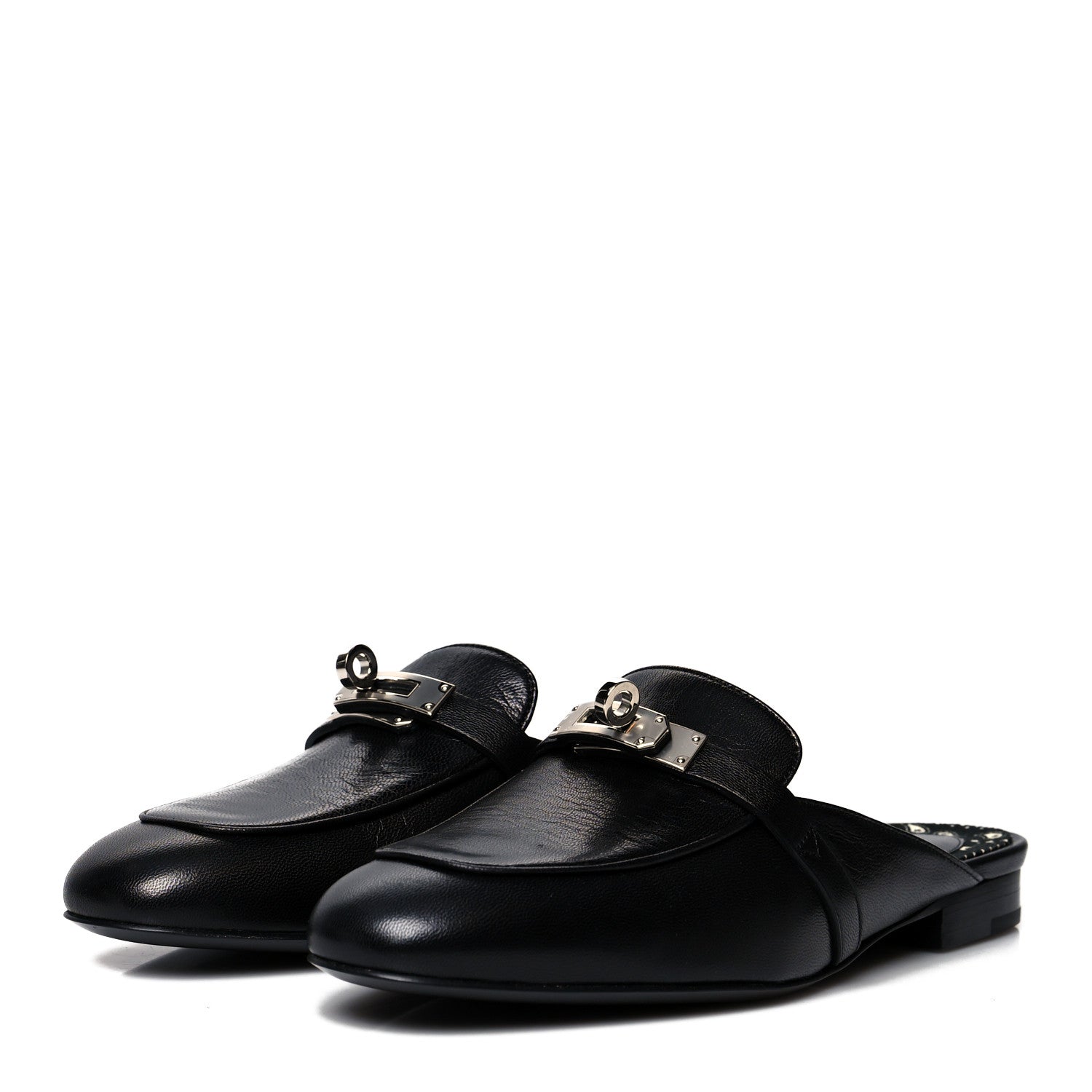 Hermes Goatskin Oz Mules 37 Black 2 of 8