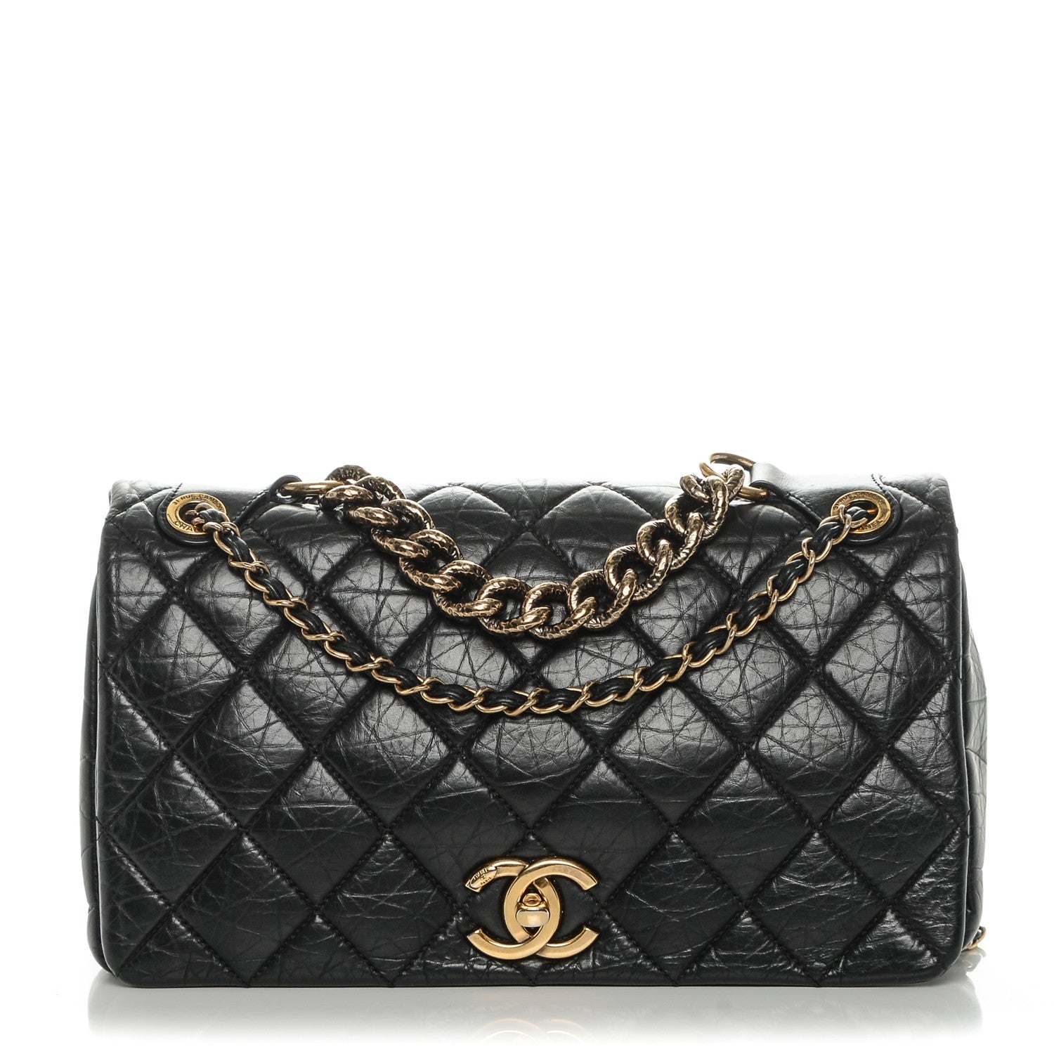 Chanel Aged Calfskin Quilted Medium Pondichery Flap Black 1 of 7