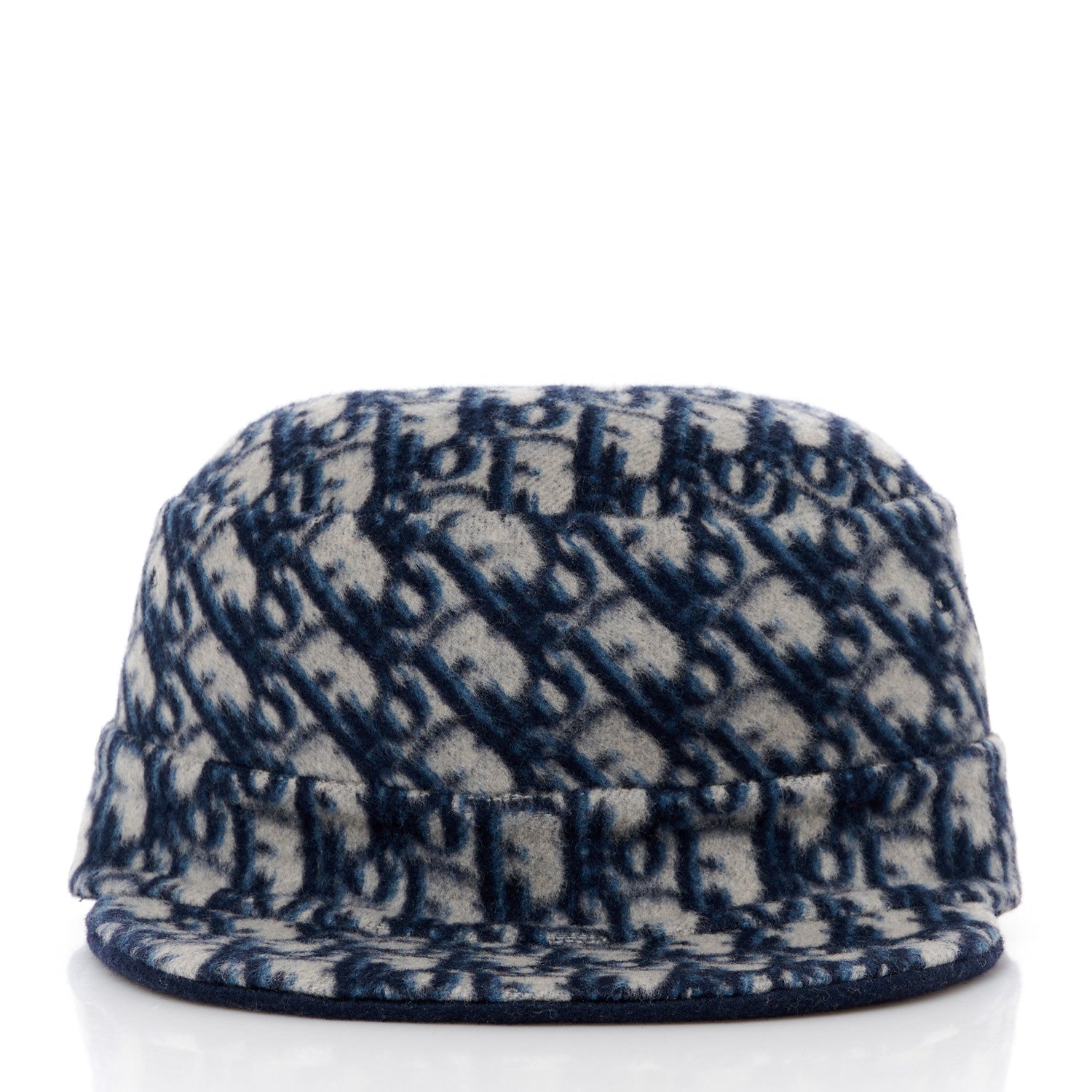 Christian Dior Wool Oblique Reversible Chic Military Cap 57 Blue