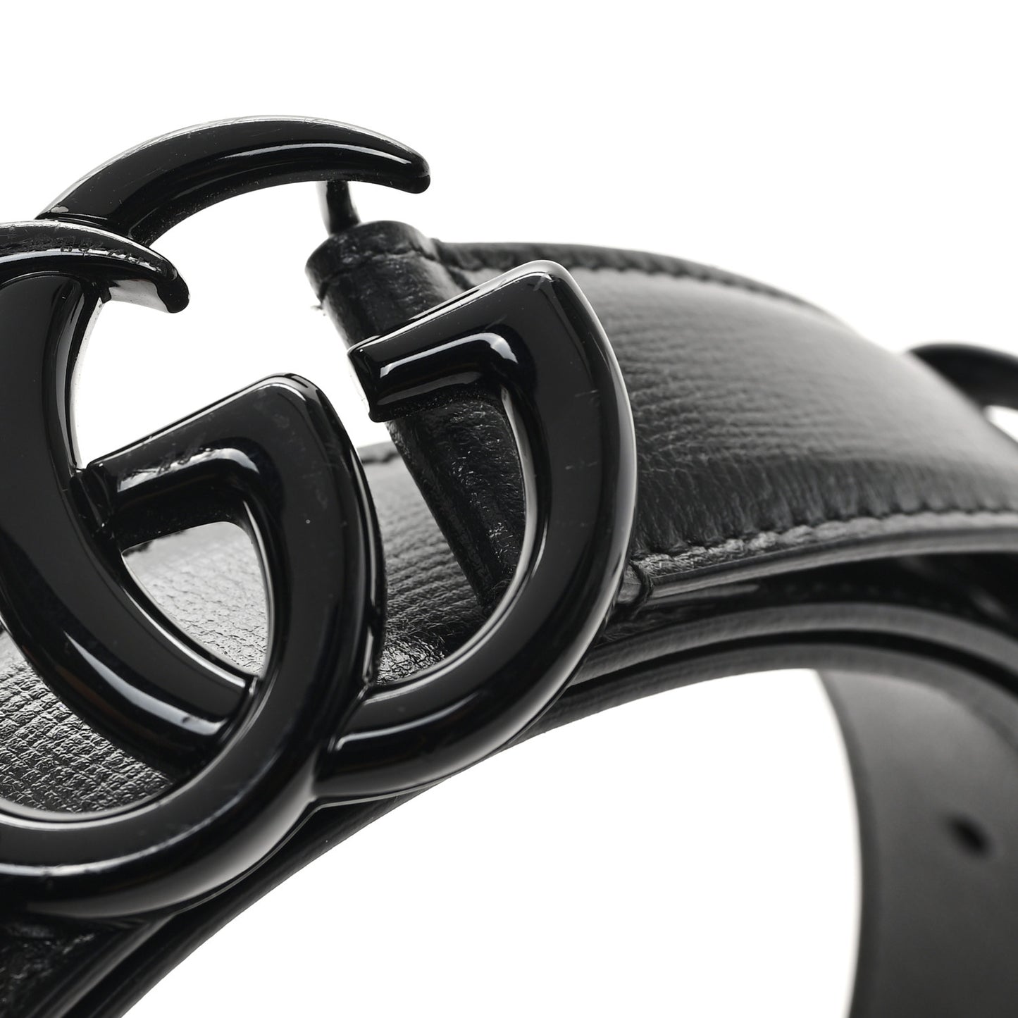 Azalea Calfskin Enamel Monochrome Double G 30mm Belt 105 42 Black